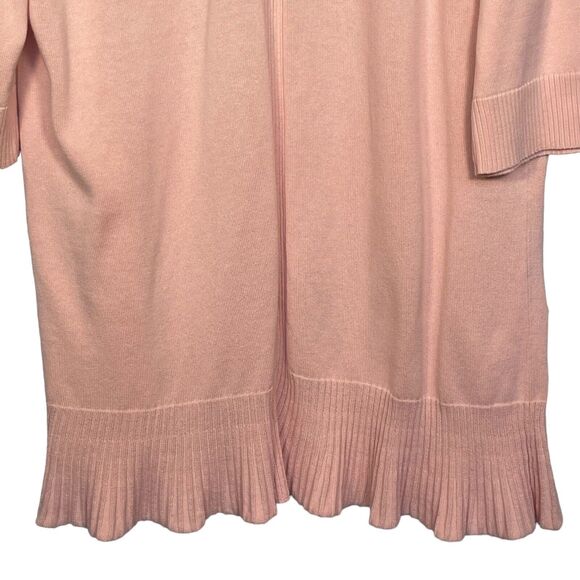 Isaac Mizrahi Live! Open Front Cardigan Sweater Women Size M Pink Flutter Hem - Picture 7 of 13